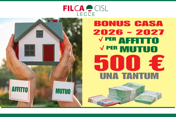 Bonus Casa 2026–2027: contributo di 500 € per affitto o mutuo agli operai edili